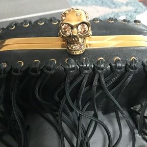 Authentic alexander mcqueen fringe clutch